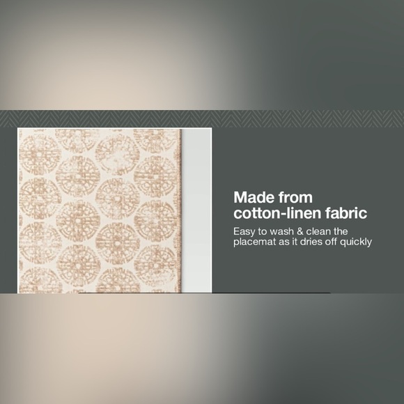 NWT set of 10 threshold beige medallion placemats 14”x19” each - Picture 3 of 7